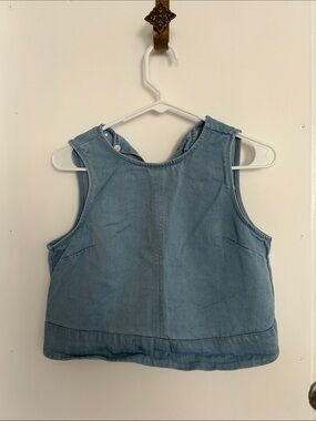 Denim-Effect Light Blue Crop Tank Top